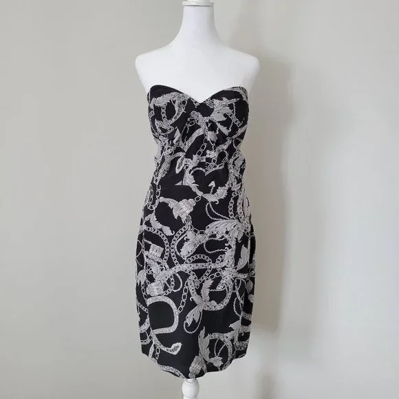 Classic Little Joe (Australian Designer) Strapless Midi Cocktail Dress.  Size L.